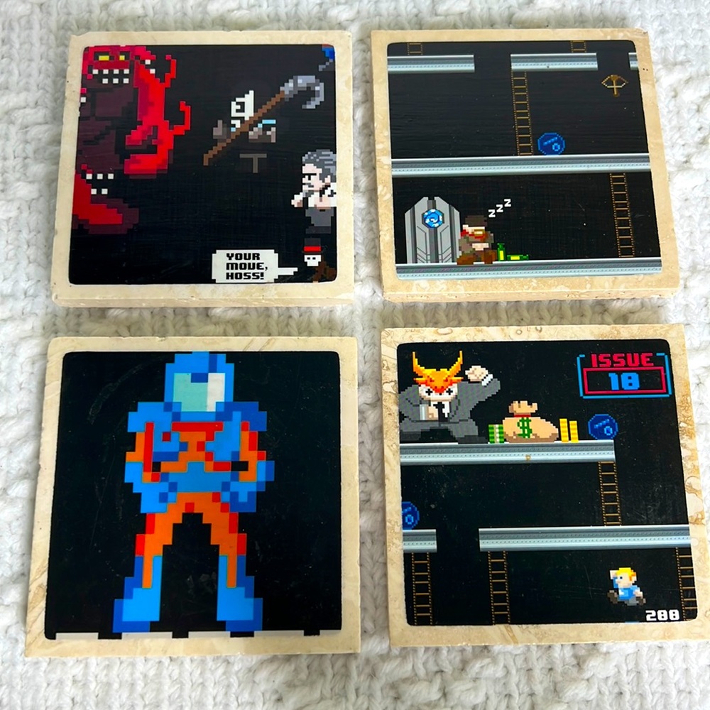 Pixelated coaster set of 4